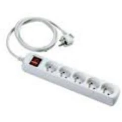 Bizline-390540 Bloc Multiprise Avec Interrupteur 5 X 2P + T, Câble H05VV-F 3G1.5 Mm² 1.5 M