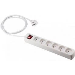 Bizline-390541 Bloc Multiprise Avec Interrupteur 6 X 2P + T, Câble H05VV-F 3G1.5 Mm² 1.5 M