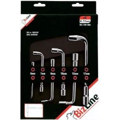 Bizline-700066 Jeu De Clés à Pipe Débouchées 12 Pans 6 Tailles 6/7/8/10/13/17 Mm