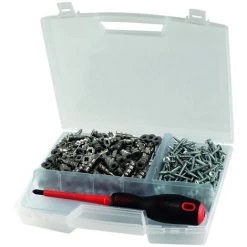 Bizline-710096 Mallette 200 Chevilles Auto-foreuses PIGG Avec Vis Et Tournevis PZ2 Isolé 1000 V