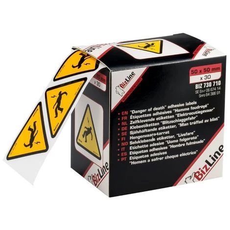 Bizline-730710 Signalisation Adhésive Triangle "Homme Foudroyé" 50 X 50 Mm (x 30) 3 Bizline-730710 Signalisation Adhésive Triangle "Homme Foudroyé" 50 X 50 Mm (x 30)