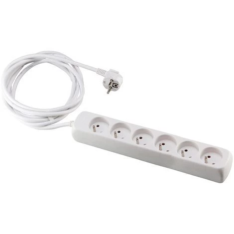 Bizline-709917 Bloc Multiprise Standard 6 X 2P + T, Câble H05VV-F 3G1.5 Mm² 3 M 3 Bizline-709917 Bloc Multiprise Standard 6 X 2P + T, Câble H05VV-F 3G1.5 Mm² 3 M