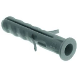 Bizline-720150 Cheville Matériaux Pleins ALFA Avec Collerette 5x25 Mm D= Vis 3-4 Mm Grise (x250)